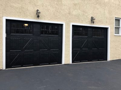 Three Black Garage Doors